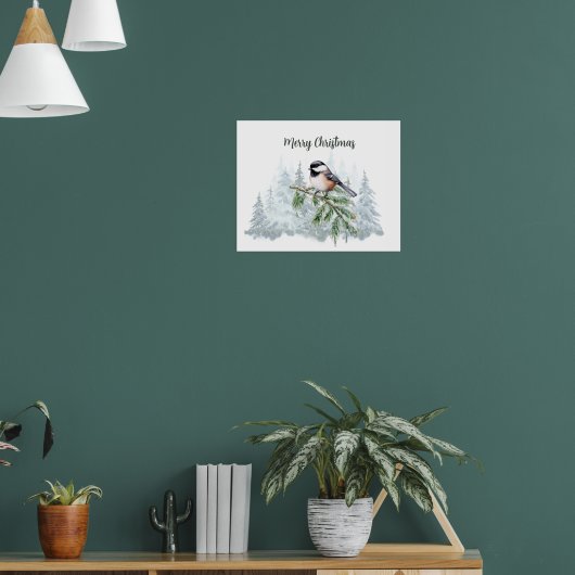 Poster Joyeux Noël Épicéa d'hiver Mésange  (Salon 1)