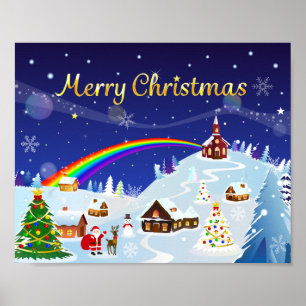 Poster Joyeux Noël et Rainbow Père Noël