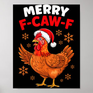 Poster Joyeux Noël F-caw-f drôle de Santa poulet