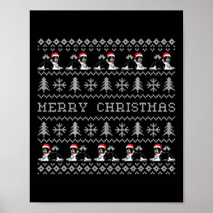 Poster Joyeux Noël Famille Correspondante Chien de taurea