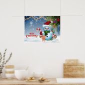 Poster Joyeux Noël Festif mignon Snowman Holiday (Cuisine)