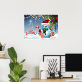 Poster Joyeux Noël Festif mignon Snowman Holiday (Bureau à domicile)