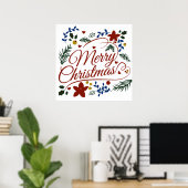 Poster Joyeux Noël floral   (Bureau à domicile)
