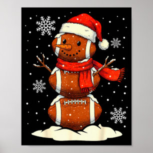 Poster Joyeux Noël Football Bonhomme de Neige Fêtes Srts