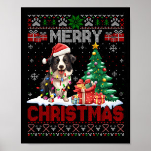 Poster Joyeux Noël Frontière Collie Amoureux de les chien
