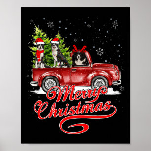 Poster Joyeux Noël Frontière Collie Chiens Père Noël Rein