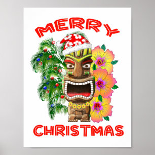 Poster Joyeux Noël Funny Père Noël Tiki