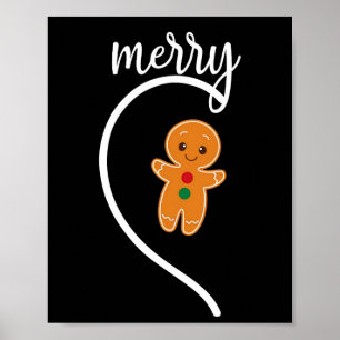 Poster Joyeux Noël Gingerbread Couple Christmas Pajam