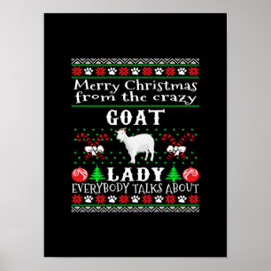 Poster Joyeux Noël Goat Lady Vilain Cadeau