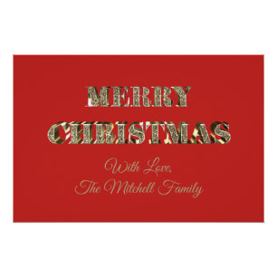 Poster Joyeux Noël Golden Parties scintillant Typographie