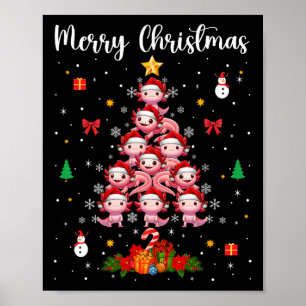 Poster Joyeux Noël Groupe Père Noël Axolotas En Arbre De 