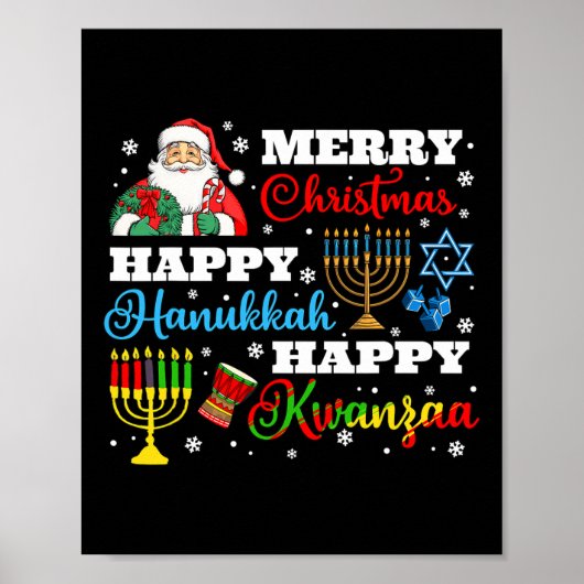 Poster Joyeux Noël Hanoukka Kwanzaa Juif Afro Holid (Devant)