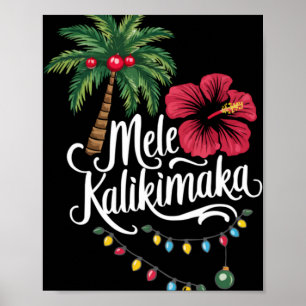 Poster Joyeux Noël Hawaï Santa Hawaïen Joyeux Noël