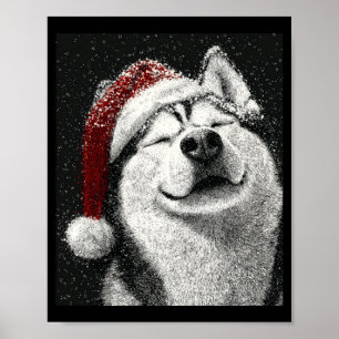 Poster Joyeux Noël Husky Sibérien Manches Longues