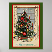 Poster Joyeux Noël, illustration vintage, (Devant)