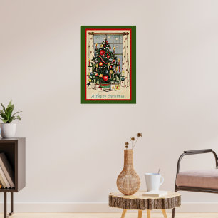 Poster Joyeux Noël, illustration vintage,