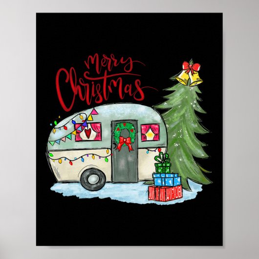 Poster Joyeux Noël Joyeux Camper Fun Camping Vie Fami (Devant)