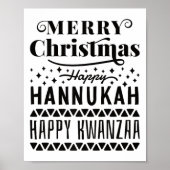 Poster Joyeux Noël Joyeux Hanoukka Joyeux Kwanzaa (Devant)