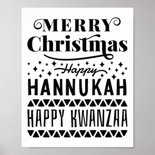 Poster Joyeux Noël Joyeux Hanoukka Joyeux Kwanzaa (Devant)
