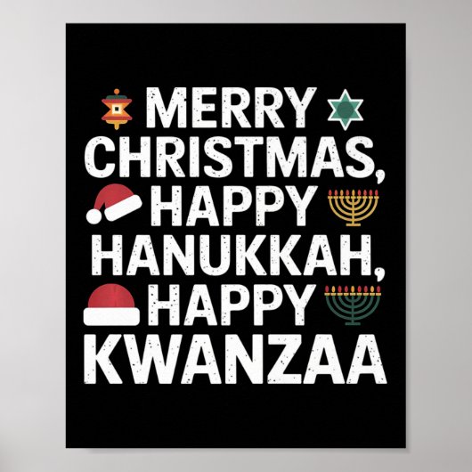 Poster Joyeux Noël Joyeux Hanoukka Joyeux Kwanzaa 15 (Devant)