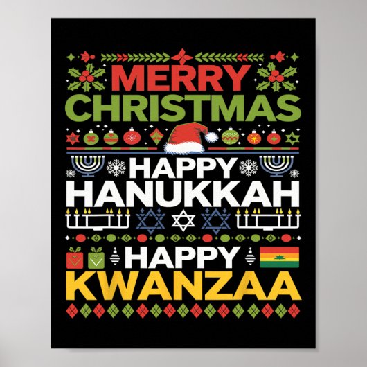 Poster Joyeux Noël Joyeux Hanoukka Joyeux Kwanzaa 17 (Devant)