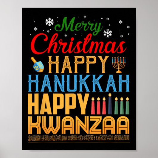 Poster Joyeux Noël Joyeux Hanoukka Joyeux Kwanzaa 19 (Devant)