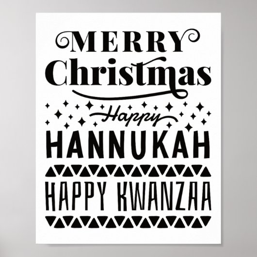 Poster Joyeux Noël Joyeux Hanoukka Joyeux Kwanzaa 4 (Devant)