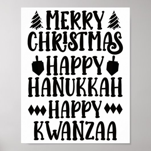 Poster Joyeux Noël Joyeux Hanoukka Joyeux Kwanzaa 6 (Devant)