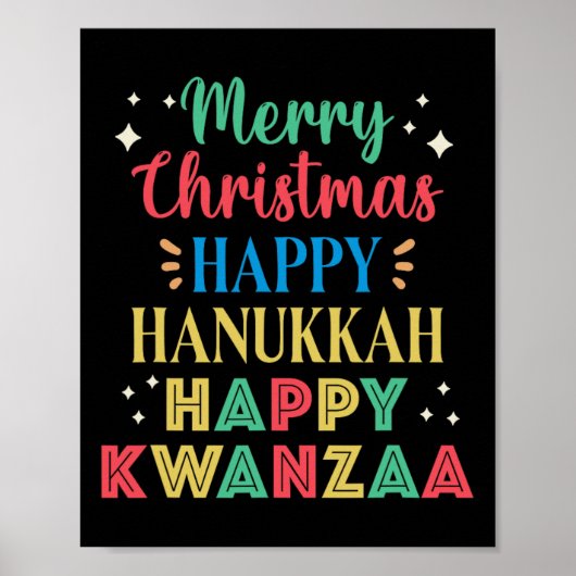 Poster Joyeux Noël Joyeux Hanoukka Joyeux Kwanzaa 9 (Devant)