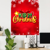 Poster Joyeux Noël Joyeux Noël Joyeux Noël Rouge Vert Fêt (Bureau à domicile)