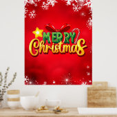 Poster Joyeux Noël Joyeux Noël Joyeux Noël Rouge Vert Fêt (Cuisine)