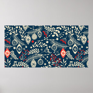 Poster Joyeux Noël, Joyeux Nouvel An sans couture motif w