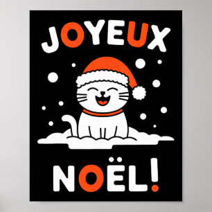 Poster Joyeux Noël Khao Manee Chat blanc Noël Père Noël 2