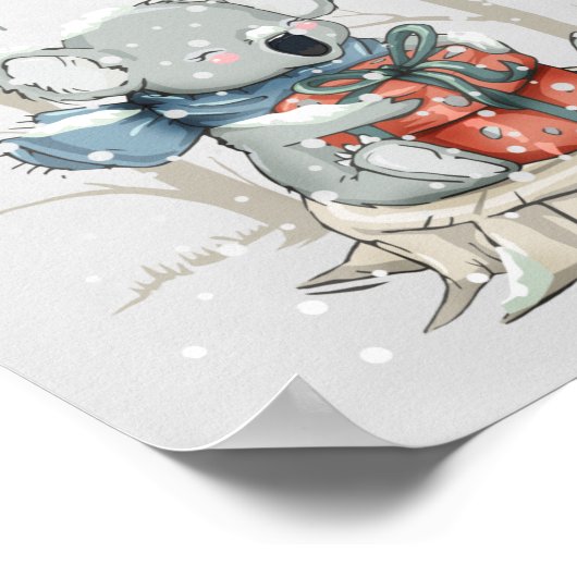 Poster Joyeux Noël Koala Joyeuses Fêtes (Coin)