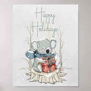 Poster Joyeux Noël Koala Joyeuses Fêtes de fin d'année