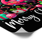 Poster Joyeux Noël Lumières Flamant rose Santa Hat Snow X (Coin)