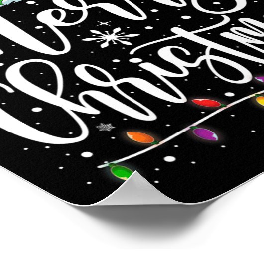 Poster Joyeux Noël Lumières Rouge Noël Chapeau Noël Famil (Coin)