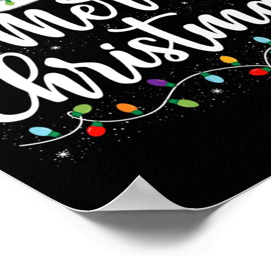 Poster Joyeux Noël Lumières Rouge Noël Chapeau Noël Famil (Coin)