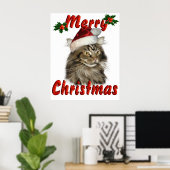Poster Joyeux Noël Maine Coon Cat (Bureau à domicile)