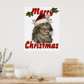 Poster Joyeux Noël Maine Coon Cat (Cuisine)
