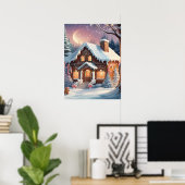 Poster Joyeux Noël Maison en pain d'épices (Bureau à domicile)