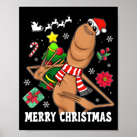 Poster Joyeux Noël Marcus The Worm Drôle Dérangé Mème (Devant)