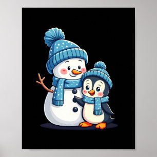 Poster Joyeux Noël Merry Christmas Pour Cadeau Manchot Bo