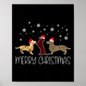 Poster Joyeux Noël mignon Léopard Doxie Chien Plaid X mas (Devant)