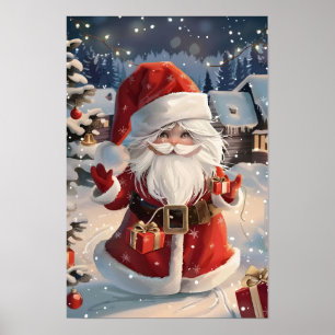 Poster Joyeux Noël mignon Père Noël