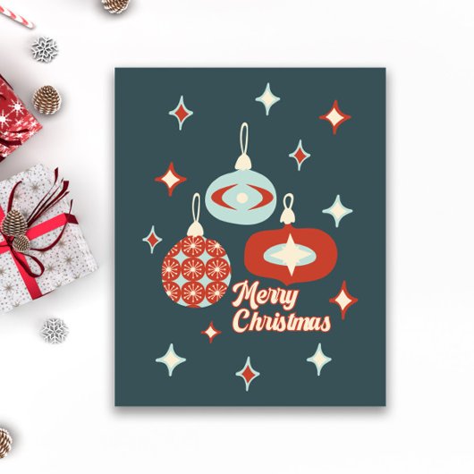 Poster Joyeux Noël moderne du milieu du siècle