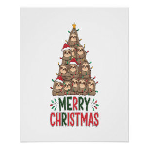 Poster Joyeux Noël Paresseux Arbre