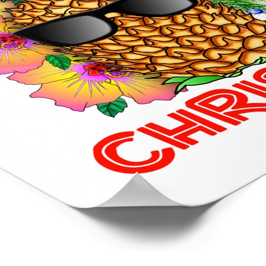 Poster Joyeux Noël Père Noël Ananas (Coin)