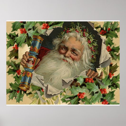 Poster Joyeux Noël Père Noël Antique classique (Devant)