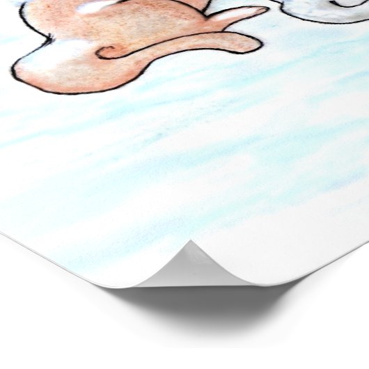 Poster Joyeux Noël! Père Noël avec chat et chien (Coin)